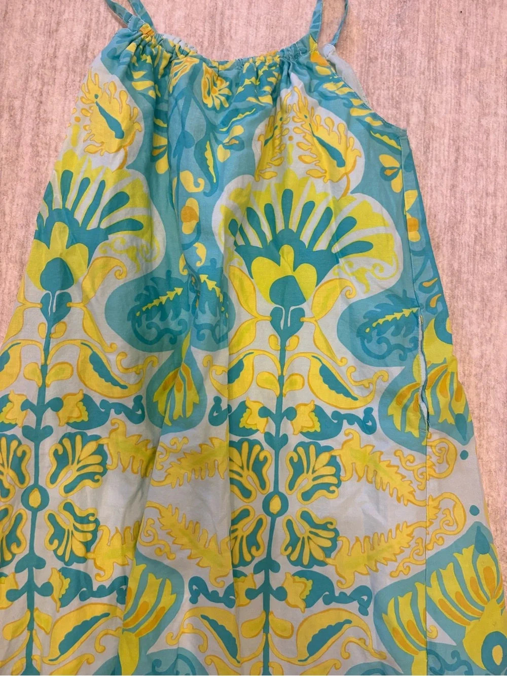 Gap Kids Girls Spaghetti Strap A-Line Blue, Aqua and Yellow Sun Dress Size 8